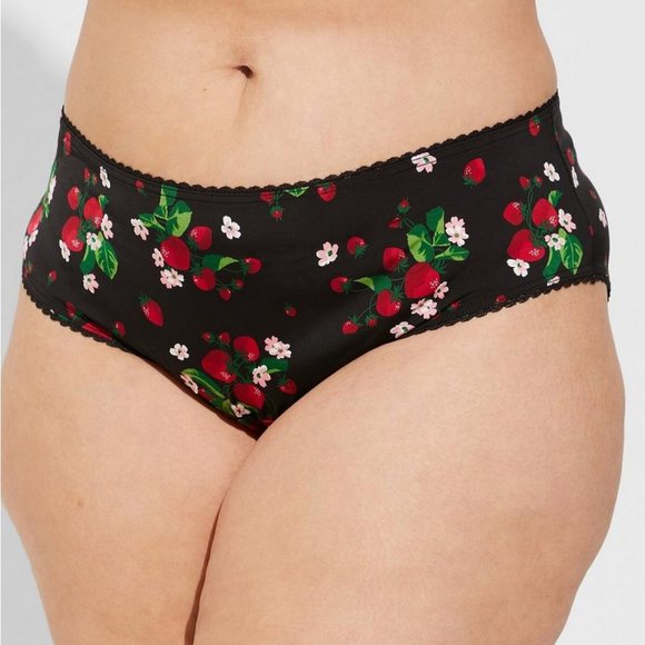 ❤️NWT VINTAGE TORRID PANTY - MICROFIBER FLORAL STRAWBERRY - CAGE BACK HIPSTER - Picture 2 of 13